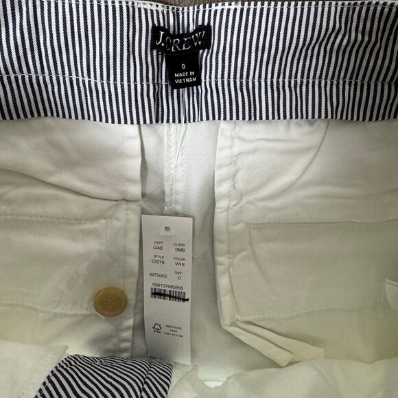 J.Crew 3" Pleated Heritage Chino Shorts WMNS 0 White Mid-Rise Stretchy Pockets - Picture 5 of 8